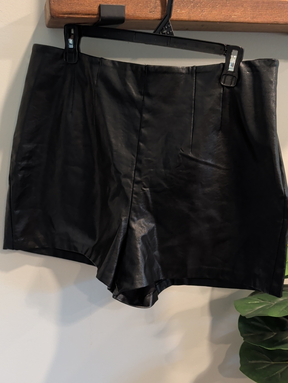 Express Black Faux Leather High Waist Shorts